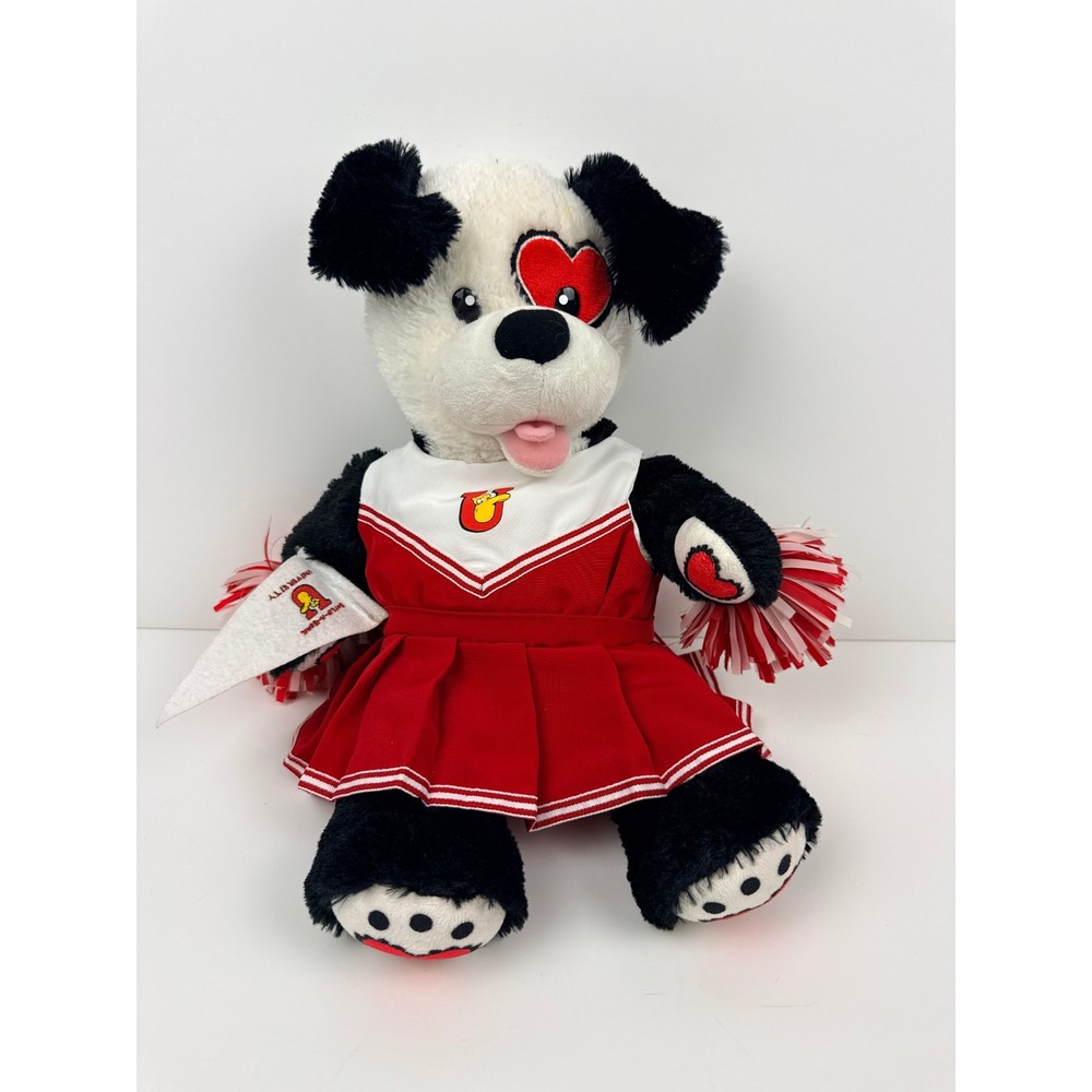Build A Bear Workshop Cheerleader Puppy Dog Plush Heart Eye Red Uniform 2011 BM
